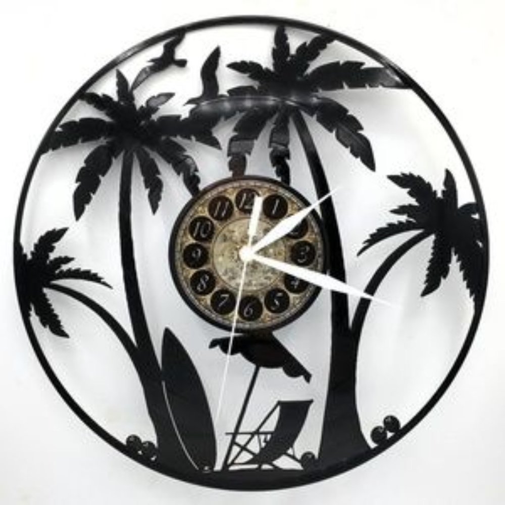 Coconut ISLAND vinyl record clock
